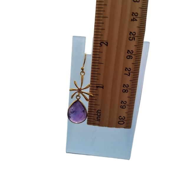 Amethyst and Gold Vermeil Over Sterling Silver Dangle Earrings - Picture 4 of 8